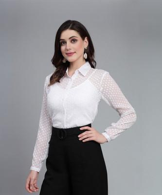Style Quotient Women Solid Casual White Shirt