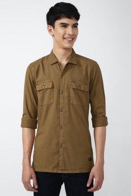 PETER ENGLAND Men Solid Casual Brown Shirt