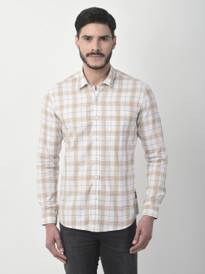 NUMERO UNO Men Checkered Casual White, Yellow, Grey Shirt