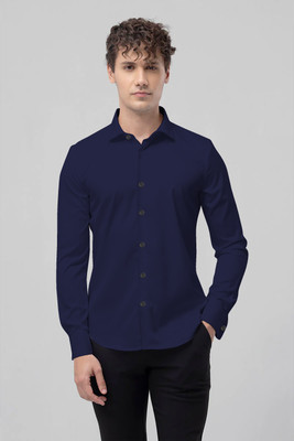CHEAPSHIRTS Men Solid Formal Dark Blue Shirt