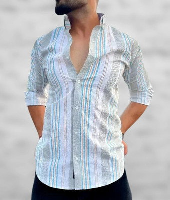 Eluyaana Fashion Men Washed Casual Multicolor Shirt