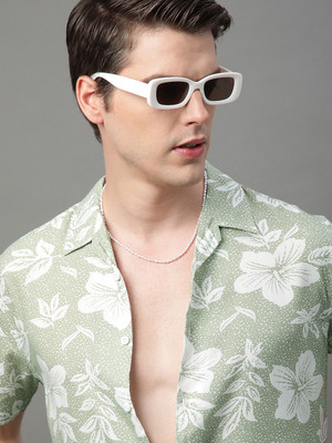 Voroxy Men Printed Casual Green Shirt