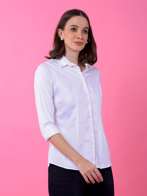 CRIMSOUNE CLUB Women Solid Casual White Shirt