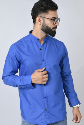 Tanip Men Solid Casual Dark Blue Shirt