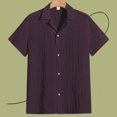 Dharamraj Fashion Men Self Design Casual Purple Shirt