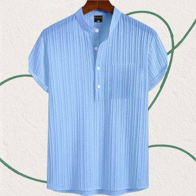 Dharamraj Fashion Men Self Design Casual Light Blue Shirt