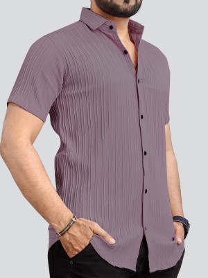 NIVICK Men Self Design Casual Brown Shirt