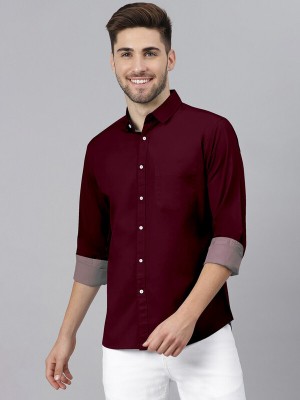 SAADIWALA Men Solid Formal Maroon Shirt