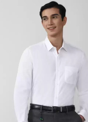 THREADDZILLAA Men Solid Formal White Shirt