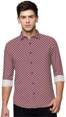 SAADIWALA Men Printed Casual Maroon Shirt