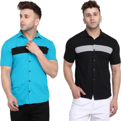 Money Leaf Men Solid Casual Multicolor Shirt(Pack of 2)