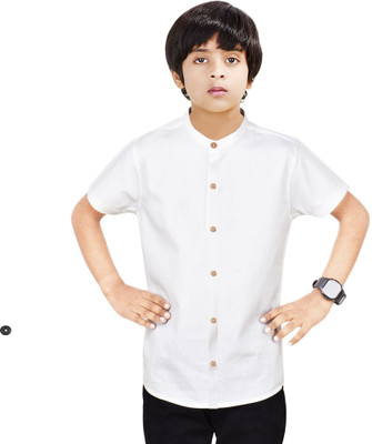 crane Boys Solid Casual White Shirt