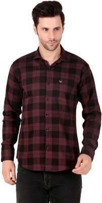 James & Warne Men Solid Casual Maroon Shirt