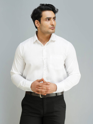 Silory Men Solid Formal White Shirt