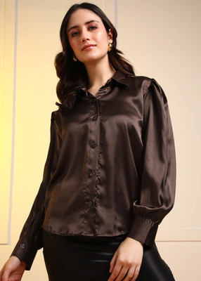 KRYSTYNE Women Solid Casual Brown Shirt