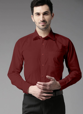 STUDIO NEXX Men Solid Formal Maroon Shirt