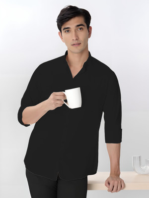 JEMI ENTERPRISE Men Self Design, Solid Formal Black Shirt