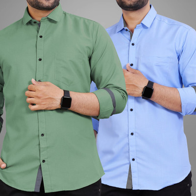 BROWEARS Men Solid Casual Grey Shirt(Pack of 2)
