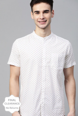 HERE&NOW Men Printed Casual White Shirt