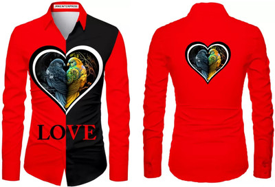 KAPURIYA FAB Men Printed Casual Red Shirt