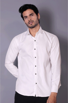 SHFASHION Men Solid Casual White Shirt