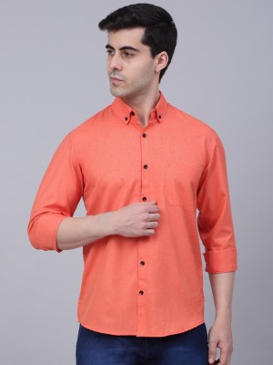 JAINISH Men Solid Casual Orange Shirt