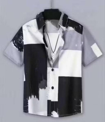 CASSIDON Boys Printed Beach Wear Black Shirt