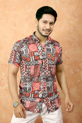 GresoCloth Men Printed Casual Red Shirt