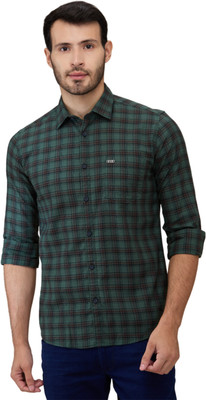 PARX Men Checkered Casual Green Shirt