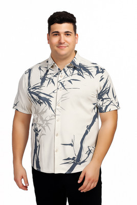 Bullmer Men Striped Casual Cream Shirt