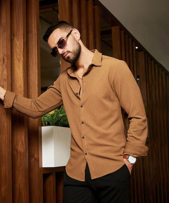 EyeBogler Men Checkered Casual Brown Shirt