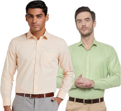 Zomaan Men Solid Formal Light Green, Yellow Shirt(Pack of 2)