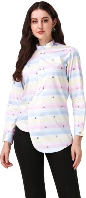 french crown Women Striped Casual Pink Shirt