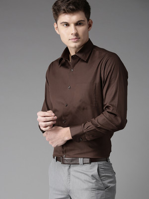 DENNISON Men Solid Formal Brown Shirt
