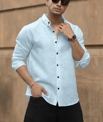 PR Fashion Men Solid Formal Blue Shirt