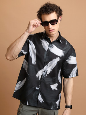 HIGHLANDER Men Printed Casual Black, Grey, White Shirt