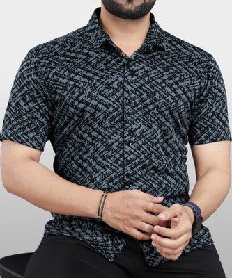 VeBNoR Men Printed Casual Grey Shirt