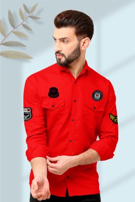 Zarila Men Solid Casual Red Shirt