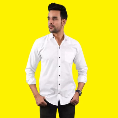 CLOSWIF CREATIONS Men Solid Casual White Shirt