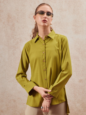 fithub Women Solid Casual Green Shirt
