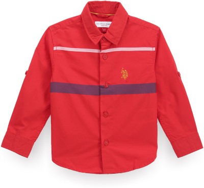 U.S. POLO ASSN. Baby Boys Striped Casual Red, Purple, White Shirt