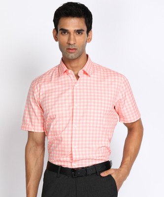 PETER ENGLAND Men Checkered Formal Pink Shirt