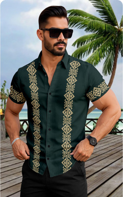 Radha Krishna Fashion Men Checkered Casual Green Shirt
