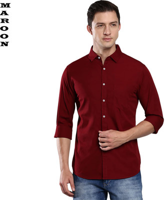 Ramji Fashion Men Solid Casual Maroon Shirt
