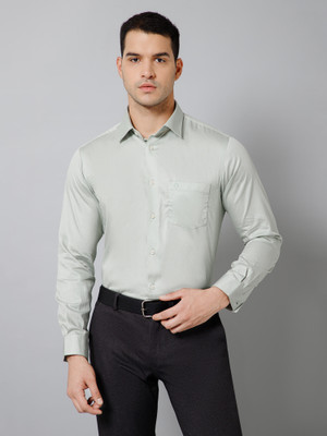 CANTABIL Men Self Design Formal Light Green Shirt