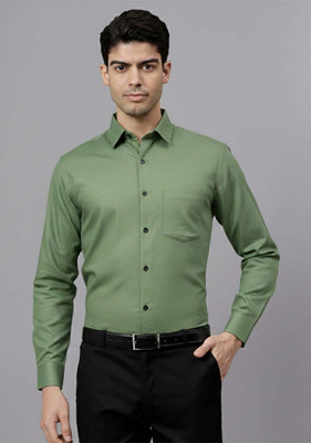 LENIA Men Solid Formal Green Shirt