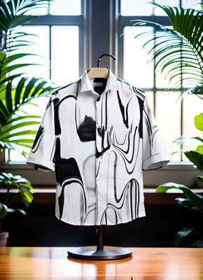 MOXTE Men Printed Casual White Shirt