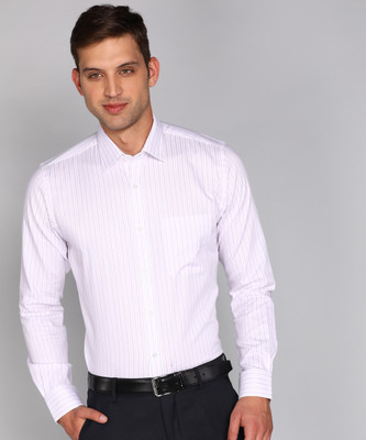 Raymond Men Striped Formal Purple Shirt