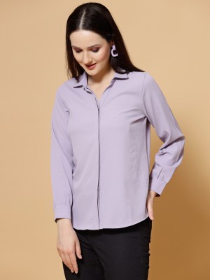 Strong and Brave Women Solid Casual Purple Shirt