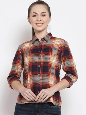 Pepe Jeans Women Checkered Casual Yellow Shirt